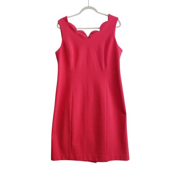 Talbots Pink Sleeveless Ponte Knit Dress Scalloped Neck Classic Career 14 - Picture 3 of 12